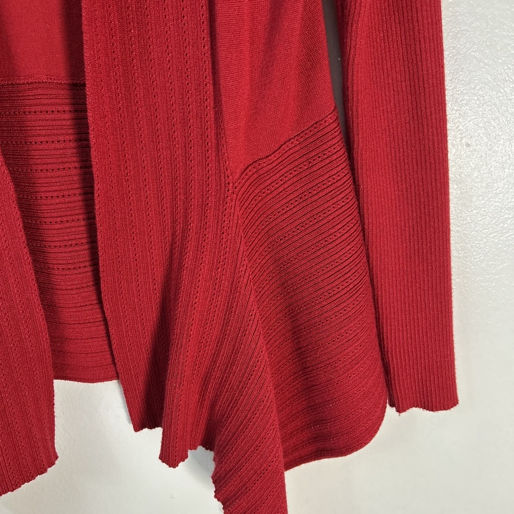 Hannah Women S Red Cardigan Sweater Open Front 6378 - Picture 5 of 7